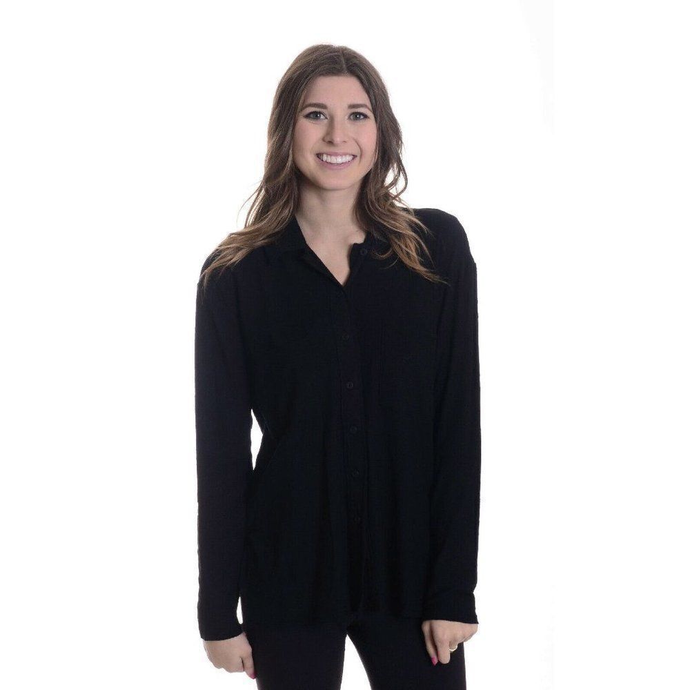 Michael Stars Black California Button Shirt